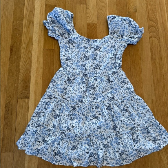 TRIXXI Women's Dress Blue White Floral Mini Puff Sleeve Cottagecore Size small - Picture 11 of 12